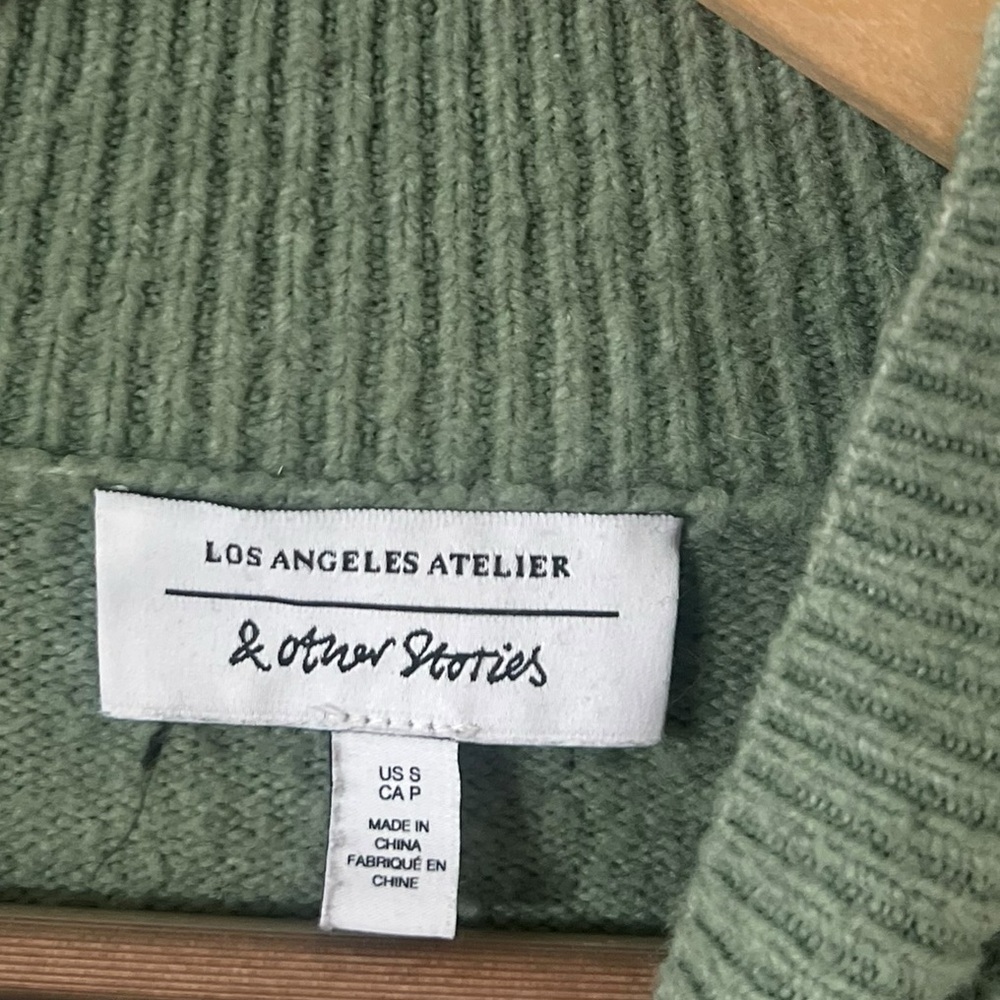 & OTHER STORIES Green Mock Long Sleeve Sweater Top - Picture 3 of 5